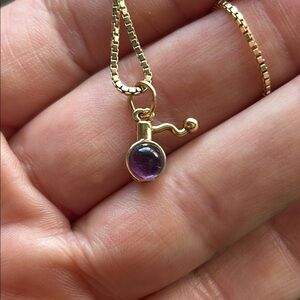 Amethyst 14K cabochon potion charm